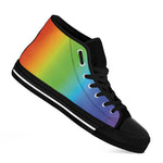 Rainbow Gradient Print Black High Top Shoes