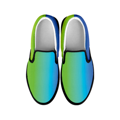 Rainbow Gradient Print Black Slip On Shoes