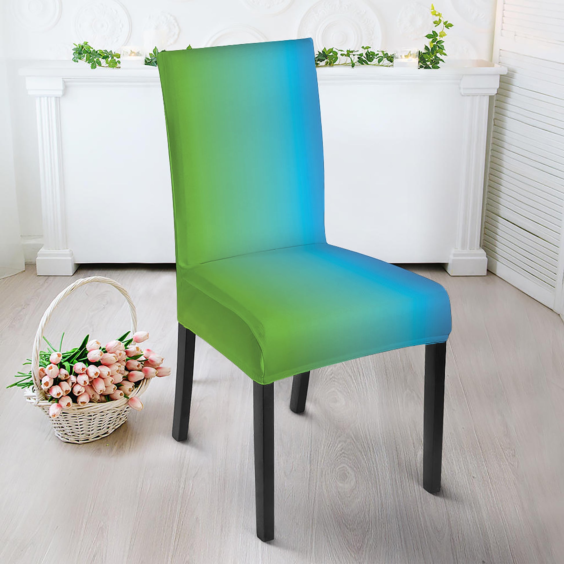 Rainbow Gradient Print Dining Chair Slipcover