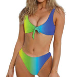 Rainbow Gradient Print Front Bow Tie Bikini