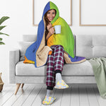 Rainbow Gradient Print Hooded Blanket