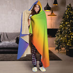 Rainbow Gradient Print Hooded Blanket