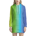 Rainbow Gradient Print Pullover Hoodie Dress
