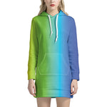 Rainbow Gradient Print Hoodie Dress
