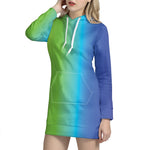 Rainbow Gradient Print Hoodie Dress