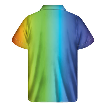 Rainbow Gradient Print Men's Short Sleeve Shirt