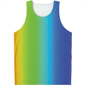 Rainbow Gradient Print Men's Tank Top