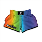 Rainbow Gradient Print Muay Thai Boxing Shorts