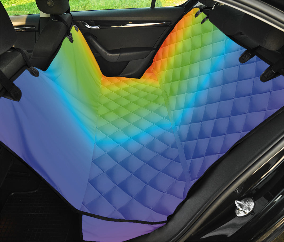 Rainbow Gradient Print Pet Car Back Seat Cover