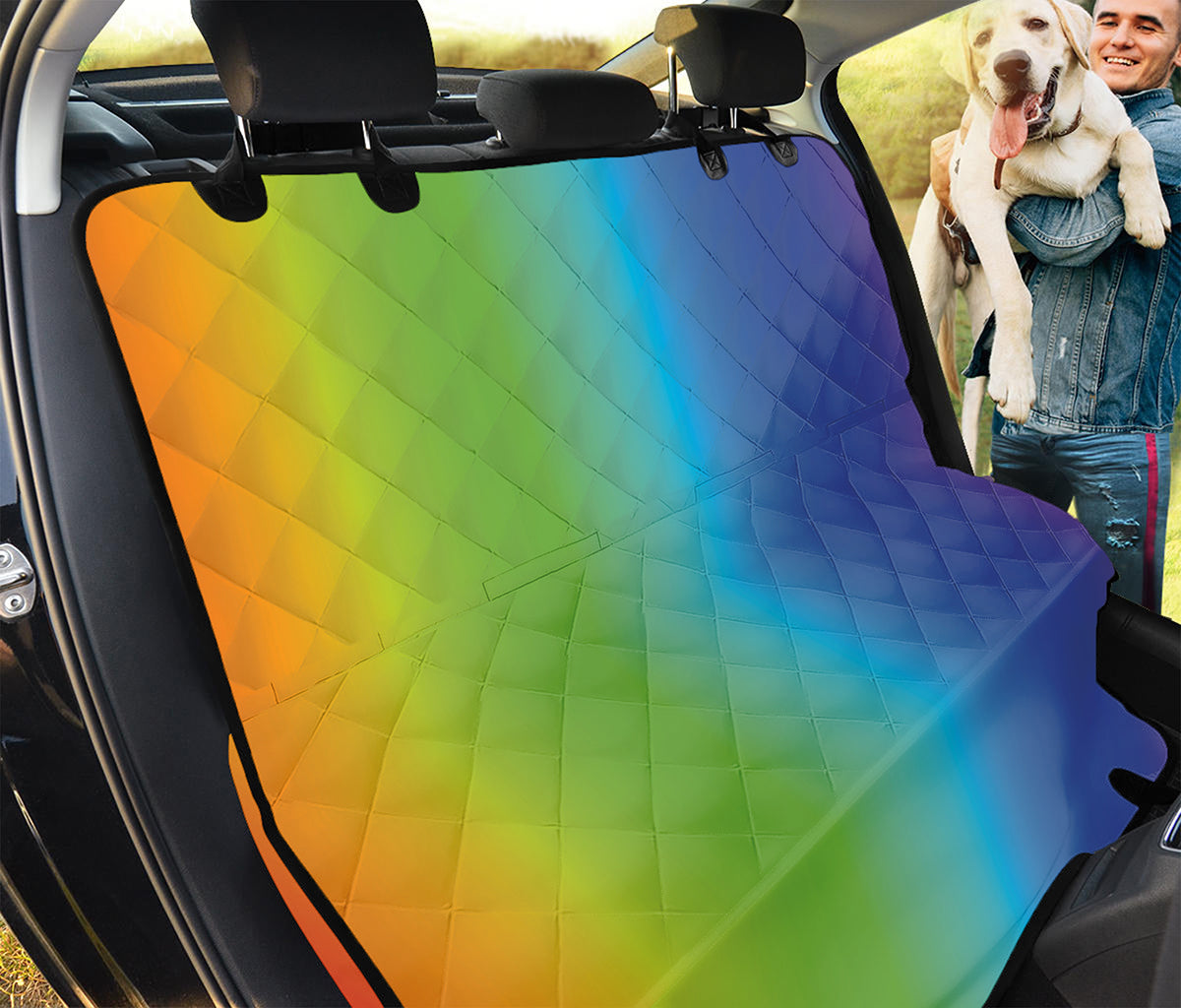 Rainbow Gradient Print Pet Car Back Seat Cover
