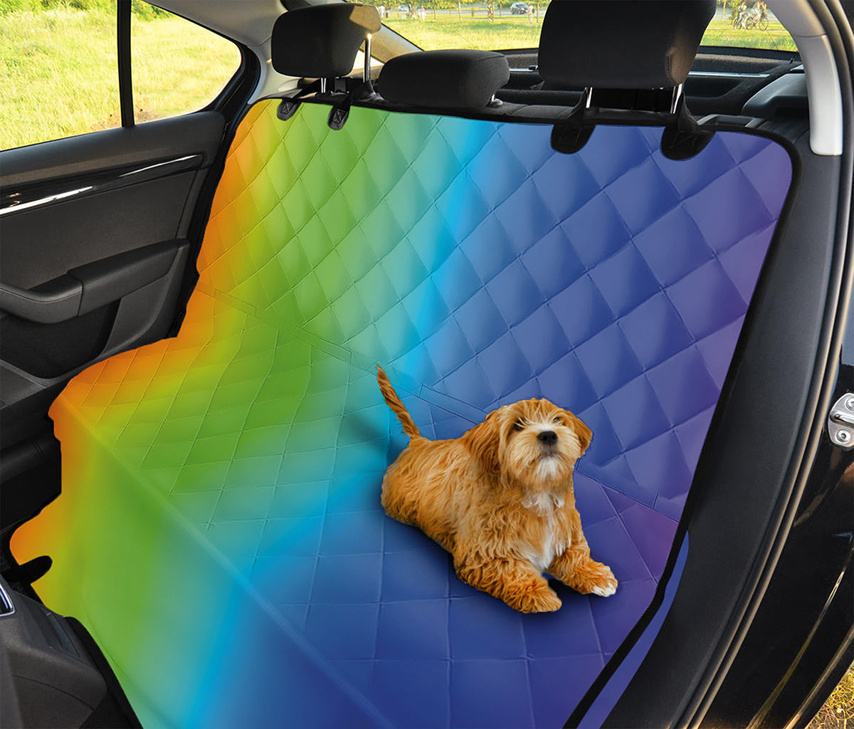 Rainbow Gradient Print Pet Car Back Seat Cover