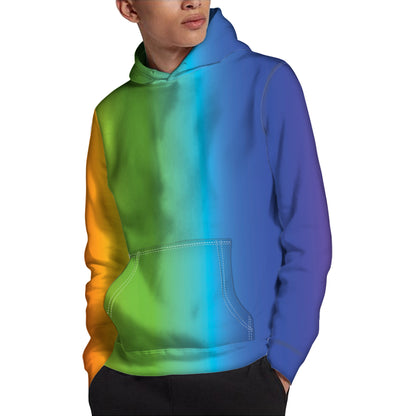 Rainbow Gradient Print Pullover Hoodie