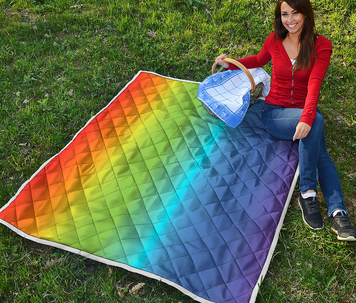 Rainbow Gradient Print Quilt