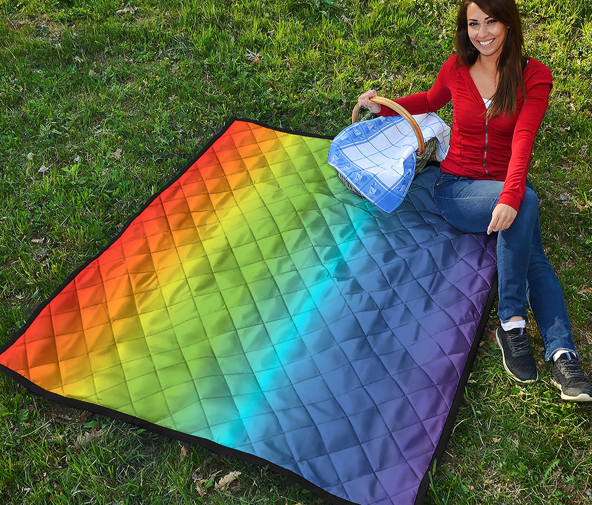 Rainbow Gradient Print Quilt
