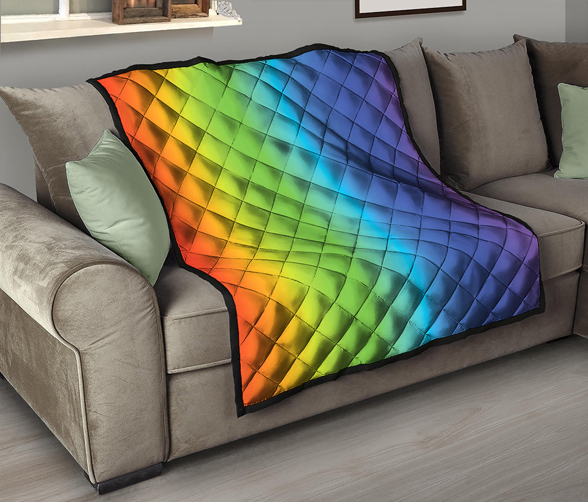 Rainbow Gradient Print Quilt