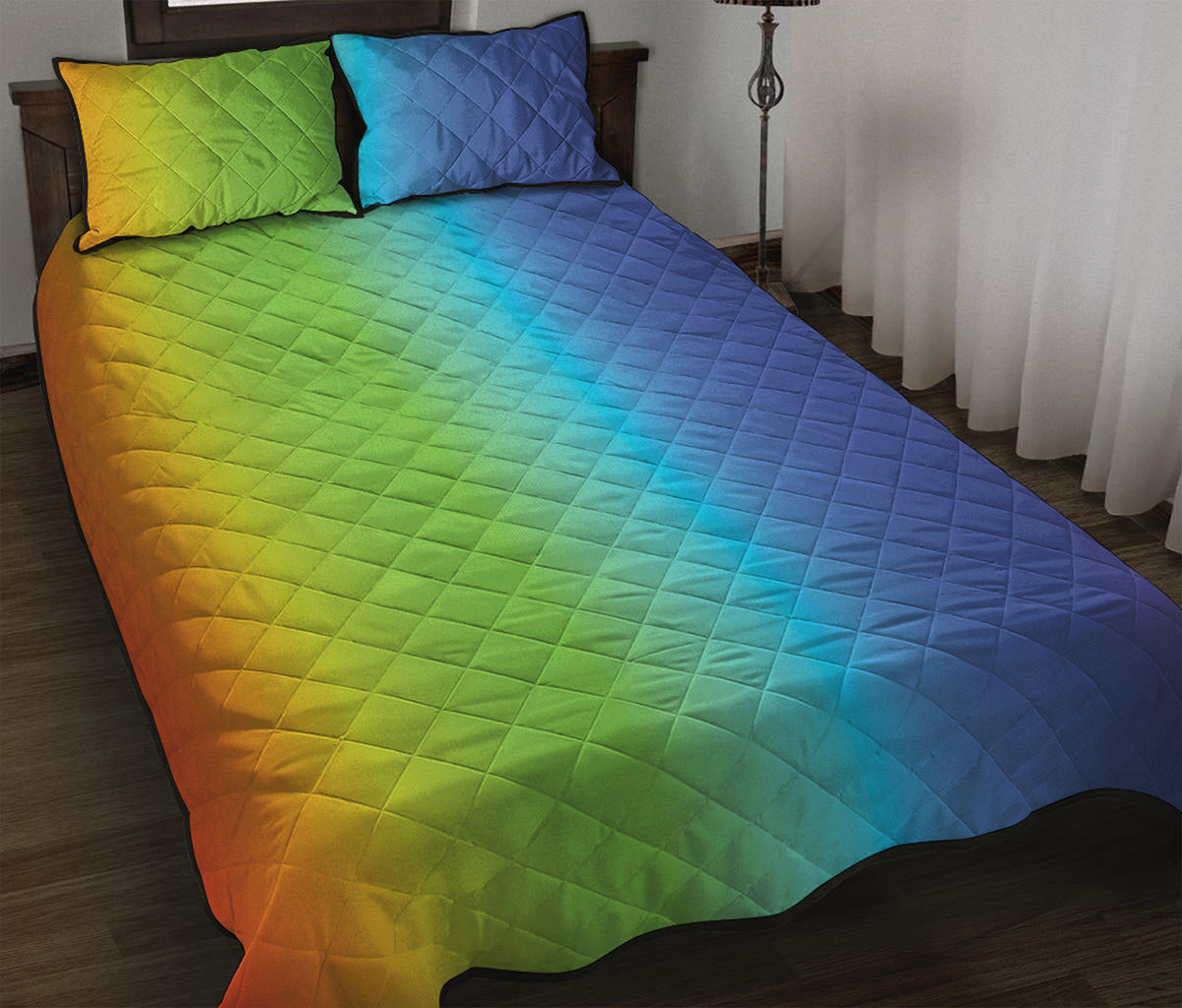 Rainbow Gradient Print Quilt Bed Set