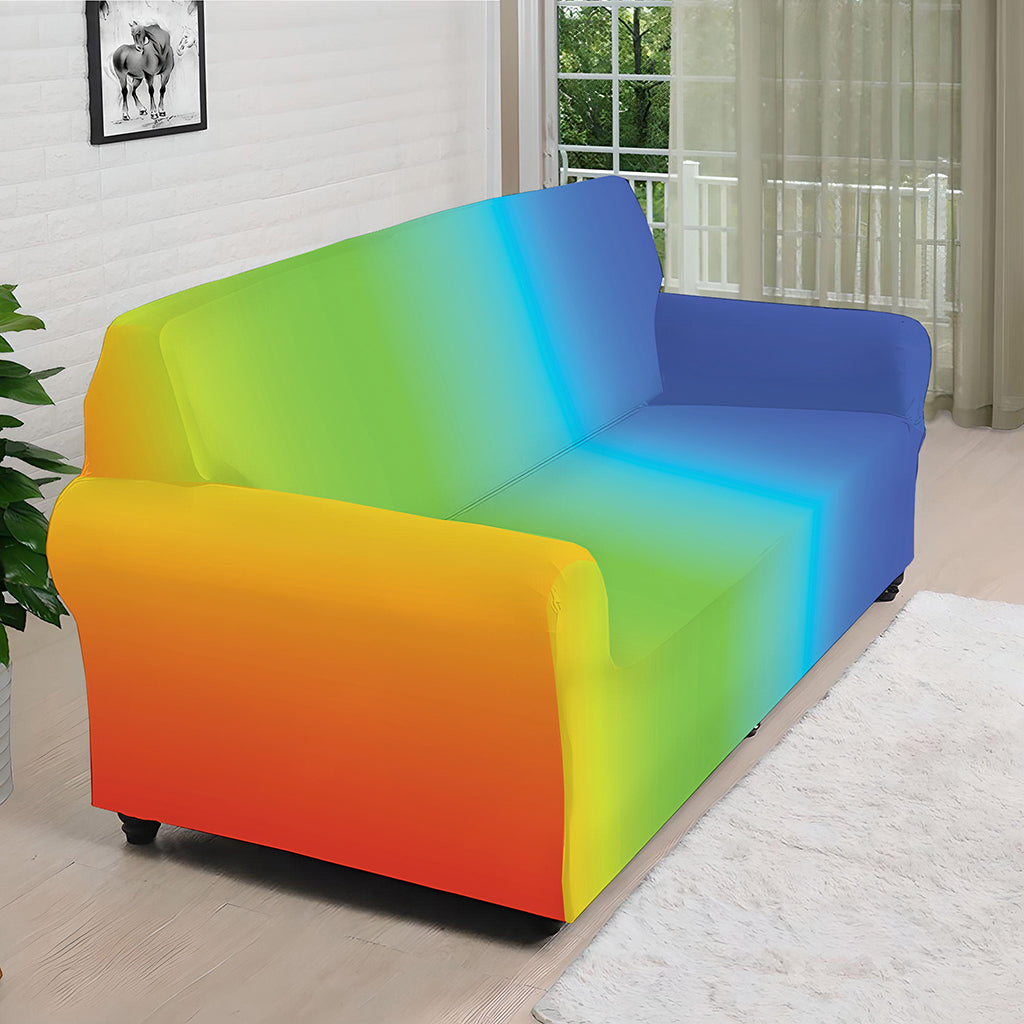 Rainbow Gradient Print Sofa Cover