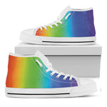 Rainbow Gradient Print White High Top Shoes