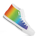 Rainbow Gradient Print White High Top Shoes