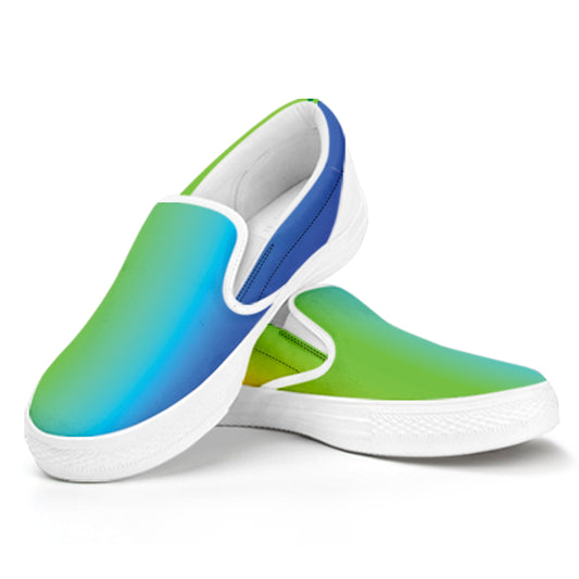 Rainbow Gradient Print White Slip On Shoes