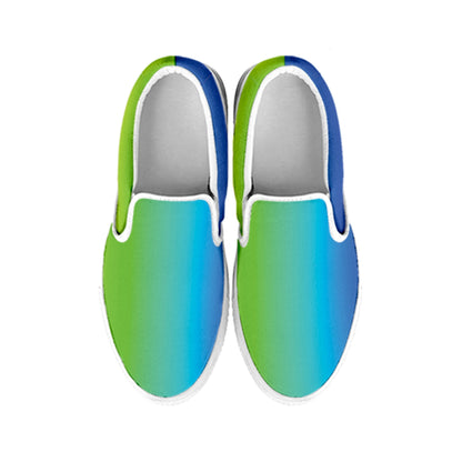 Rainbow Gradient Print White Slip On Shoes