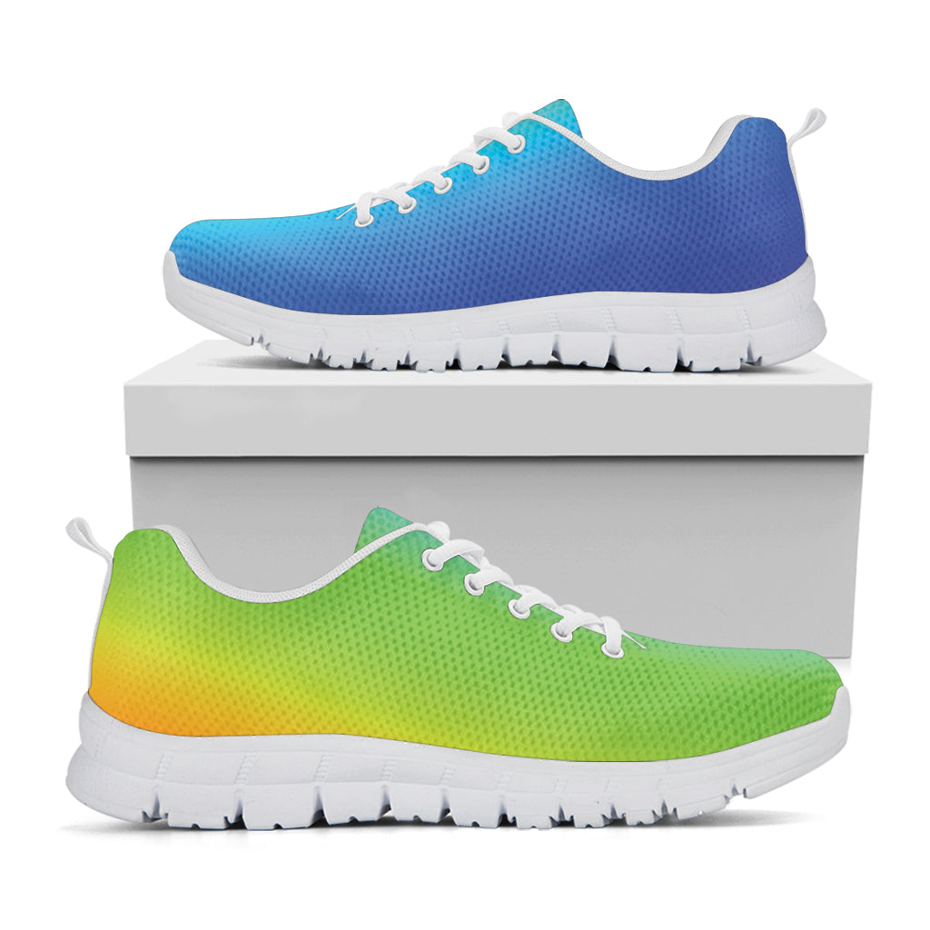 Rainbow Gradient Print White Sneakers