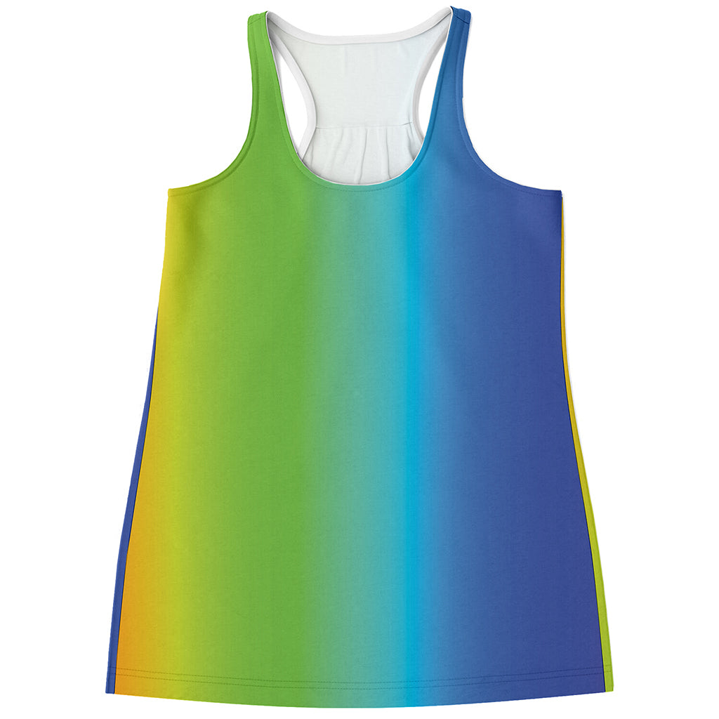 Rainbow Gradient Print Women's Racerback Tank Top