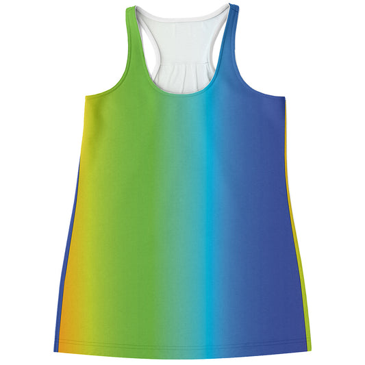 Rainbow Gradient Print Women's Racerback Tank Top