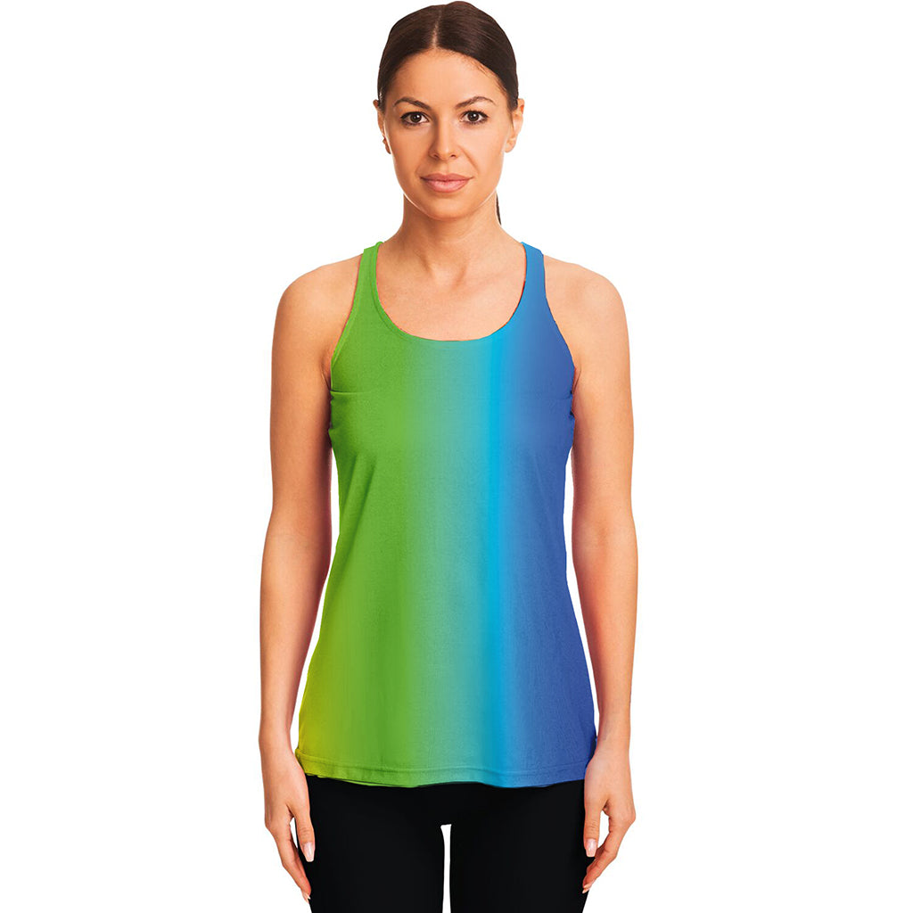 Rainbow Gradient Print Women's Racerback Tank Top