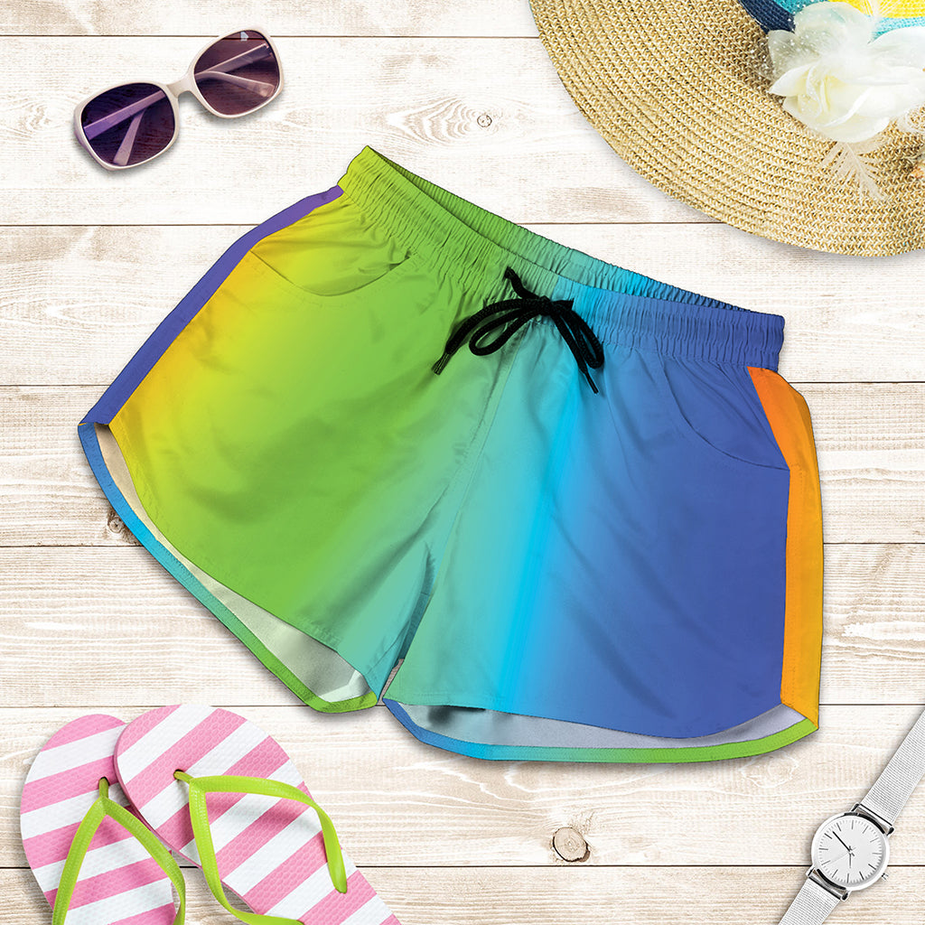 Rainbow Gradient Print Women's Shorts