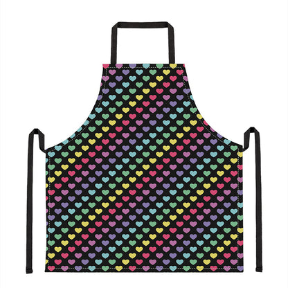 Rainbow Heart Pattern Print Apron