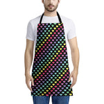 Rainbow Heart Pattern Print Apron