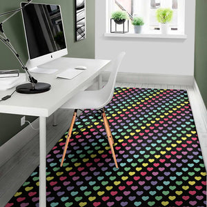 Rainbow Heart Pattern Print Area Rug