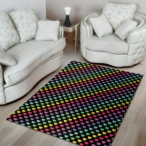 Rainbow Heart Pattern Print Area Rug