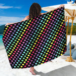 Rainbow Heart Pattern Print Beach Sarong Wrap