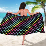 Rainbow Heart Pattern Print Beach Sarong Wrap