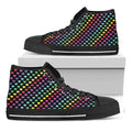 Rainbow Heart Pattern Print Black High Top Sneakers