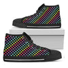 Rainbow Heart Pattern Print Black High Top Shoes