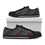 Rainbow Heart Pattern Print Black Low Top Shoes