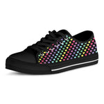 Rainbow Heart Pattern Print Black Low Top Shoes