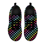 Rainbow Heart Pattern Print Black Sneakers