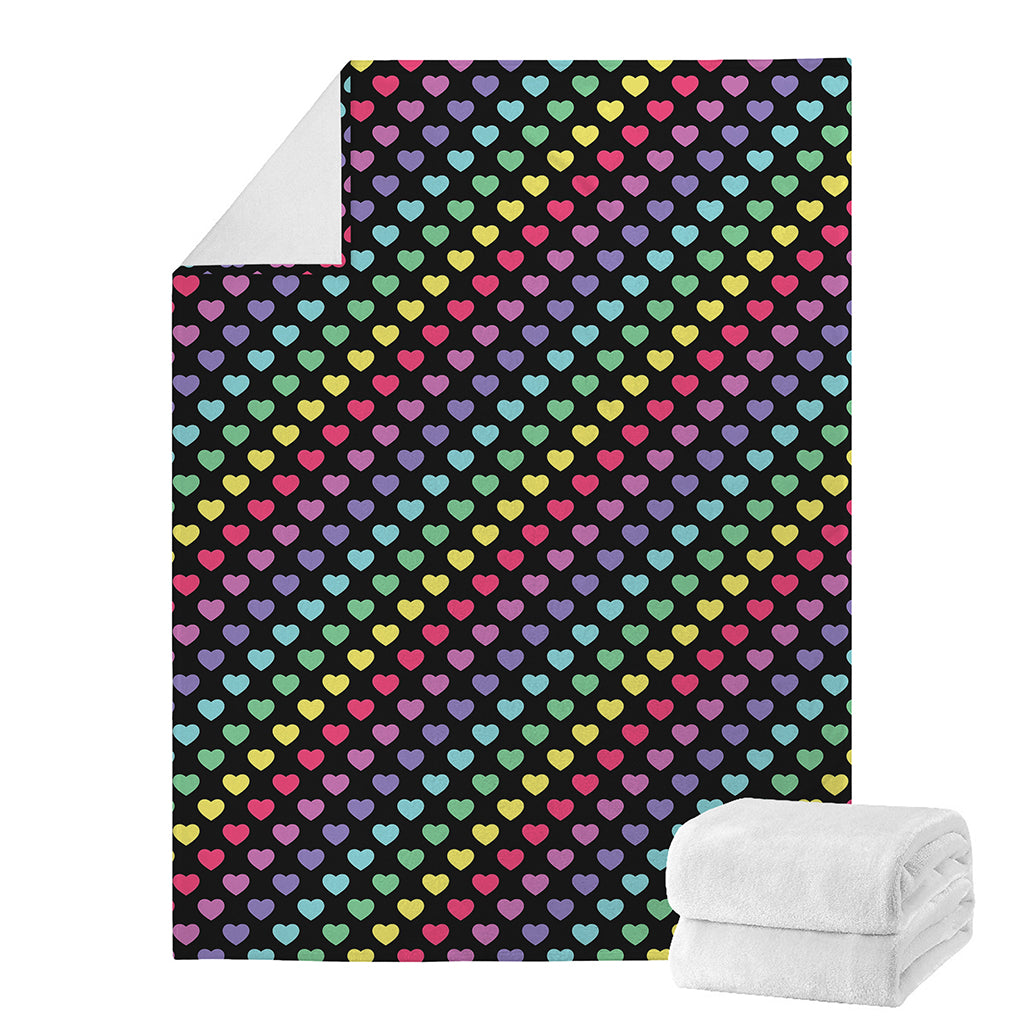 Rainbow Heart Pattern Print Blanket