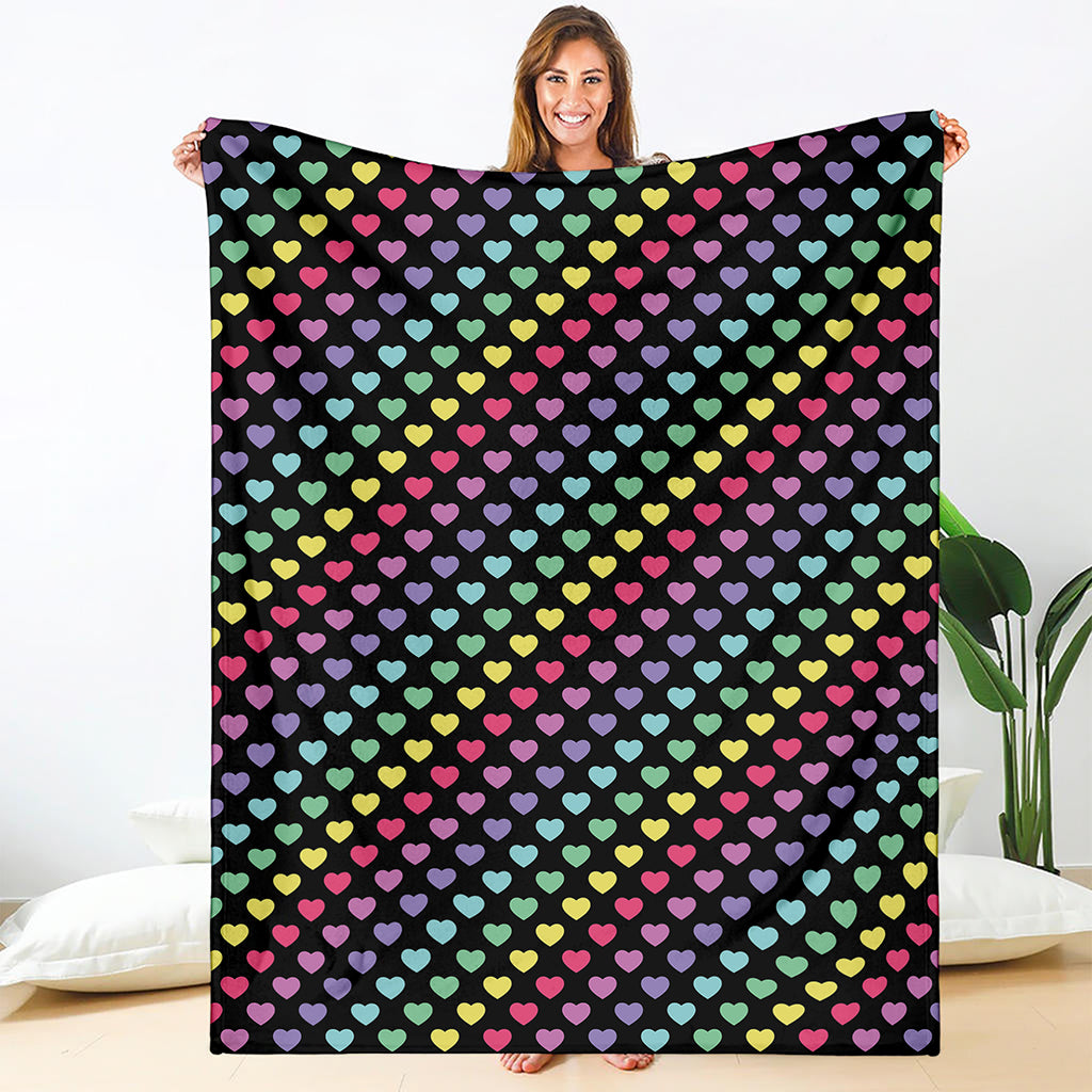 Rainbow Heart Pattern Print Blanket