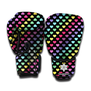 Rainbow Heart Pattern Print Boxing Gloves