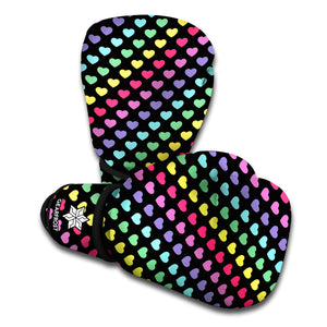 Rainbow Heart Pattern Print Boxing Gloves