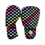 Rainbow Heart Pattern Print Boxing Gloves