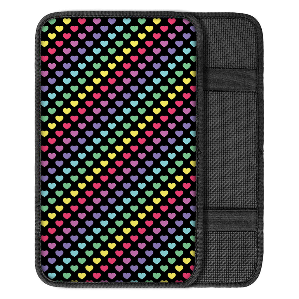 Rainbow Heart Pattern Print Car Center Console Cover