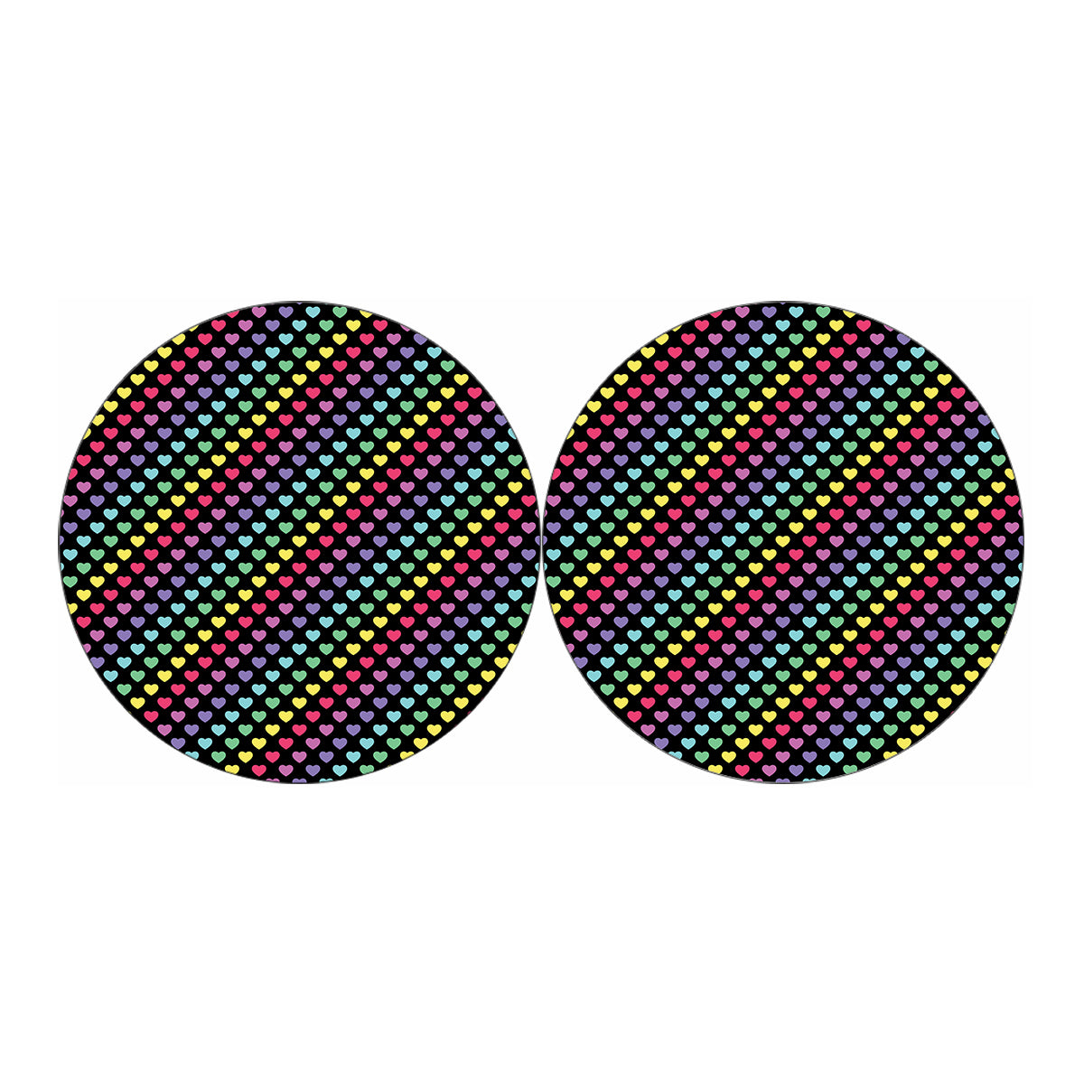 Rainbow Heart Pattern Print Car Coasters