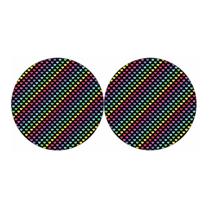 Rainbow Heart Pattern Print Car Coasters