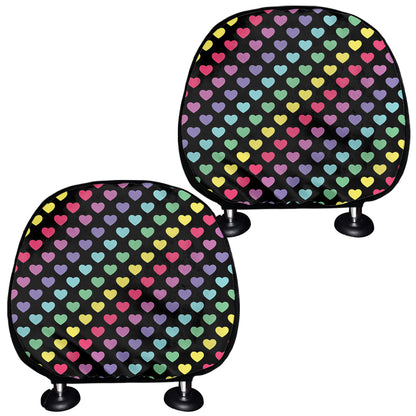 Rainbow Heart Pattern Print Car Headrest Covers